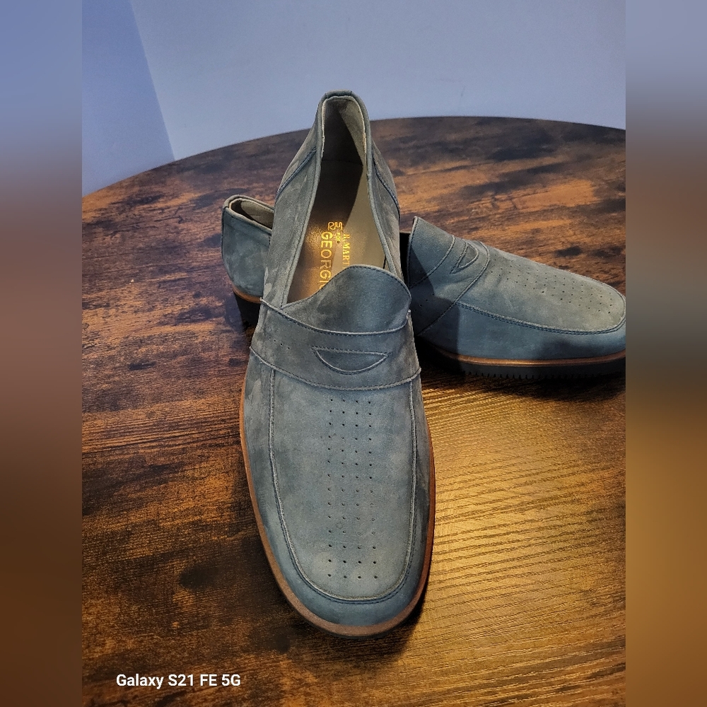 R Martegani Men's Blue Italian Loafers Size 8.5